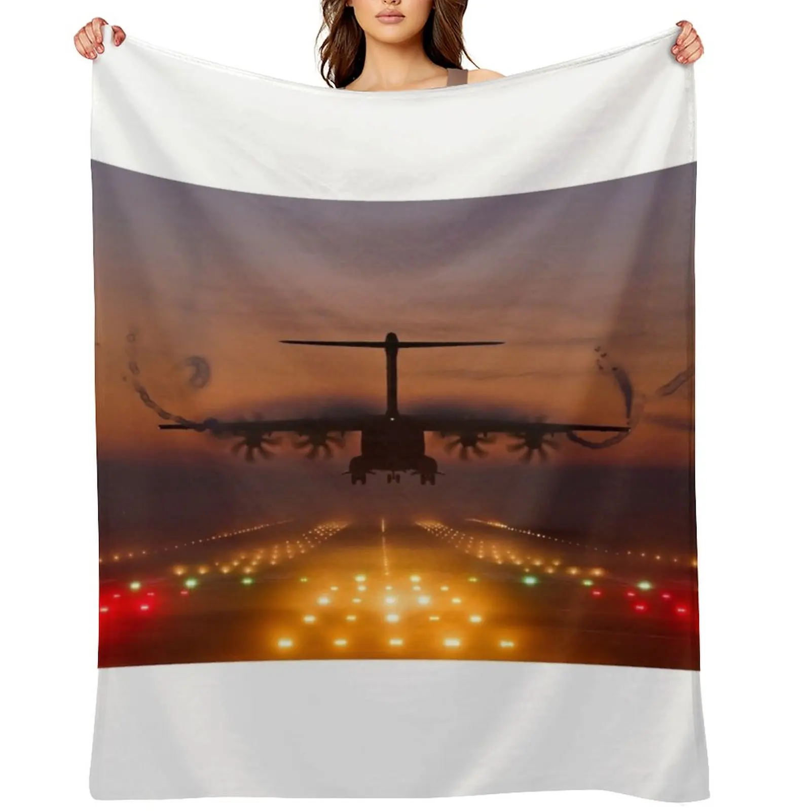 

Atlas A400M Sunset Landing Throw Blanket funny gift Furrys Sleeping Bag Furry Blankets