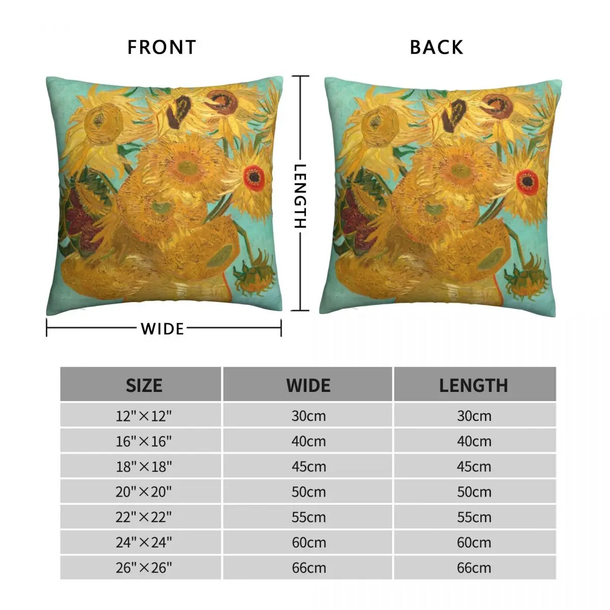 Van Gogh Vase with Twelve Sunflowers Pillowcase Polyester Linen Velvet Creative Zip Decor Pillow Case Room Cushion Cover