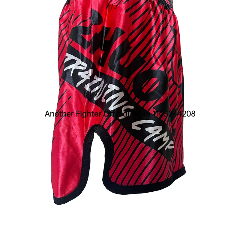 Pantalones cortos de boxeo tailandés de satén Muay Thai para hombres, mujeres y niños, negro, rojo, Sanda, artes marciales, ropa de MMA, pantalones de Kickboxing de lucha en jaula