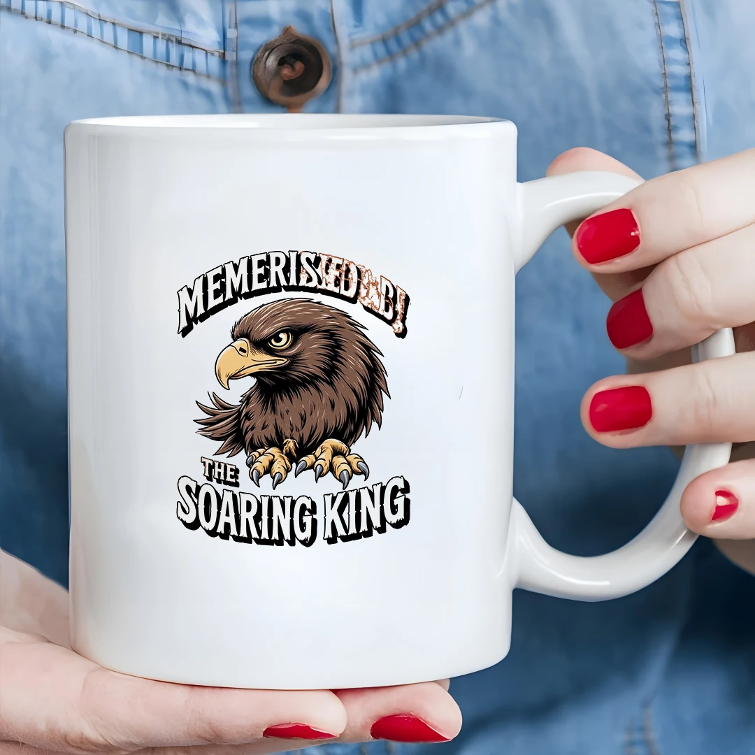 

11oz Cup + Eagle King Glory Vintage Eagle Head Gold Sharp Eye Christmas Custom Cup Suitable for Office and Home Use