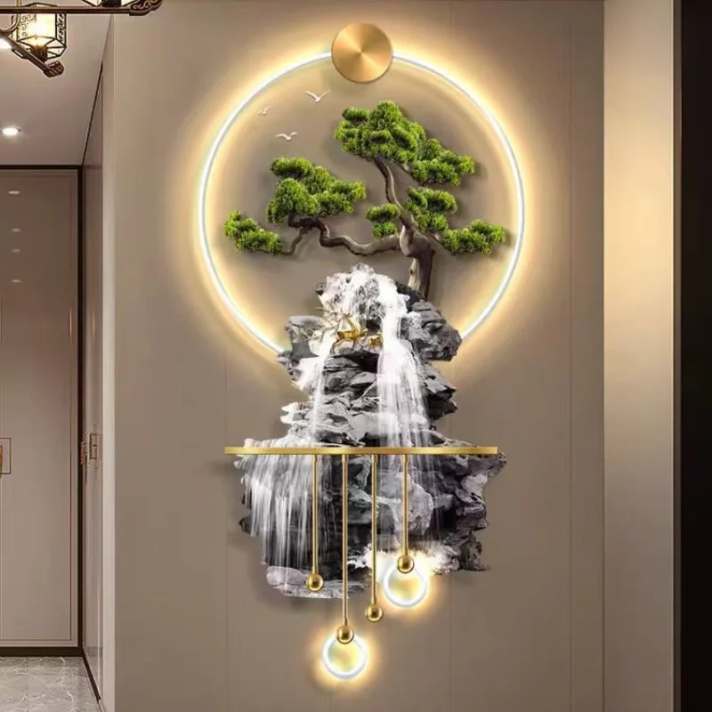 High Mountain Flowing Water Entrance,three-dimensional LED Lighting,hanging Paintings, Decorative Paintings, Corridor Art Murals