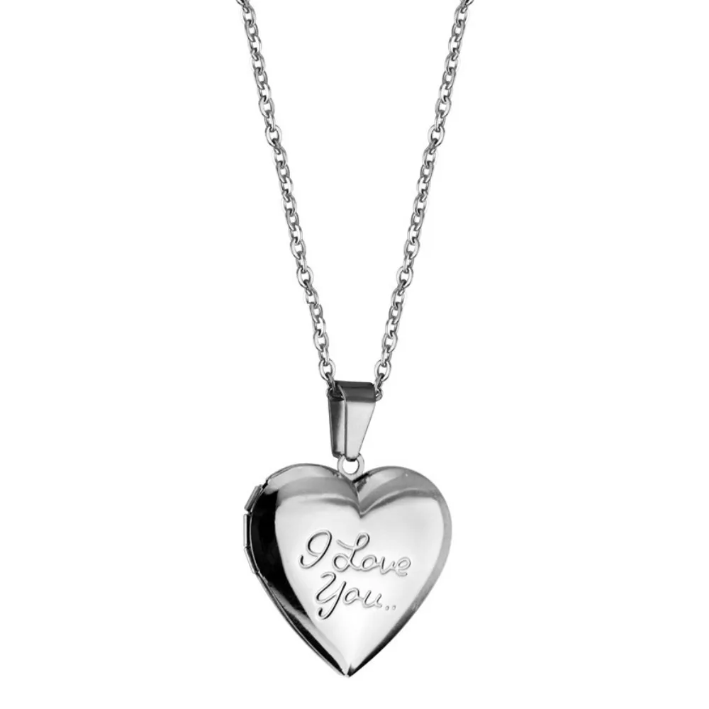 بسيطة قابلة للفتح الحب المغلف قلادة القلب DIY قلادة سترة سلسلة الفولاذ المقاوم للصدأ سحر عشاق المختنق قلادة الفتيات #1