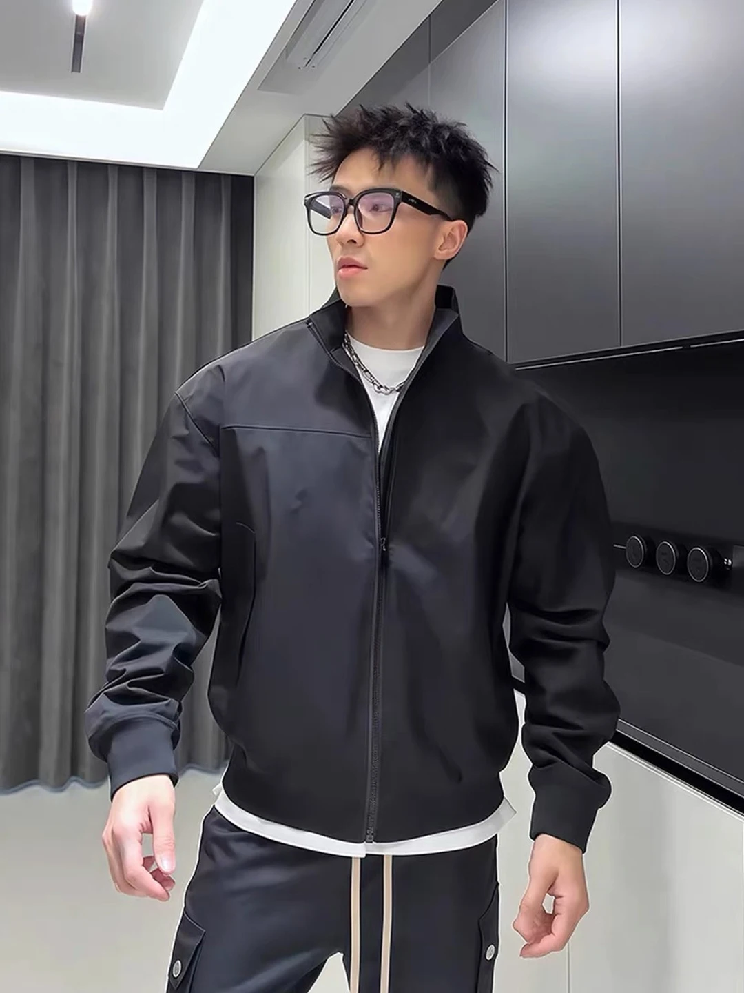 Oval White American Pilot Jacket Men's Short Style Baseball Workwear Three-Proof Autumn Functional Windbreaker Coat
