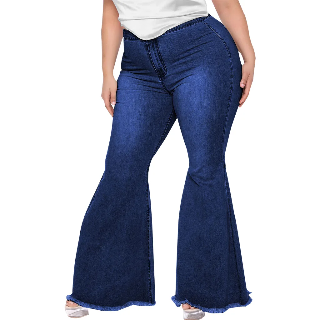 Fashion Slim Fit Wide Leg Flared Jeans pants women baggy jeans