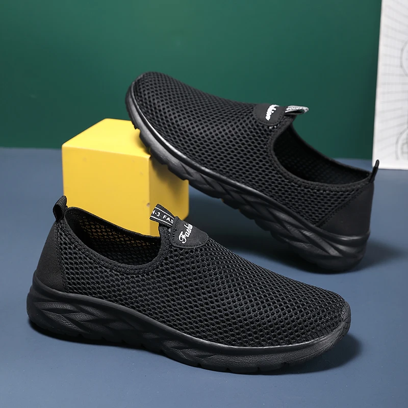 YRZL Sneakers Men Summer Casual Shoes Men Mesh Breathable Outdoor Non Slip Sports Shoes Slip on Loafers for Men Pius Size 39-46