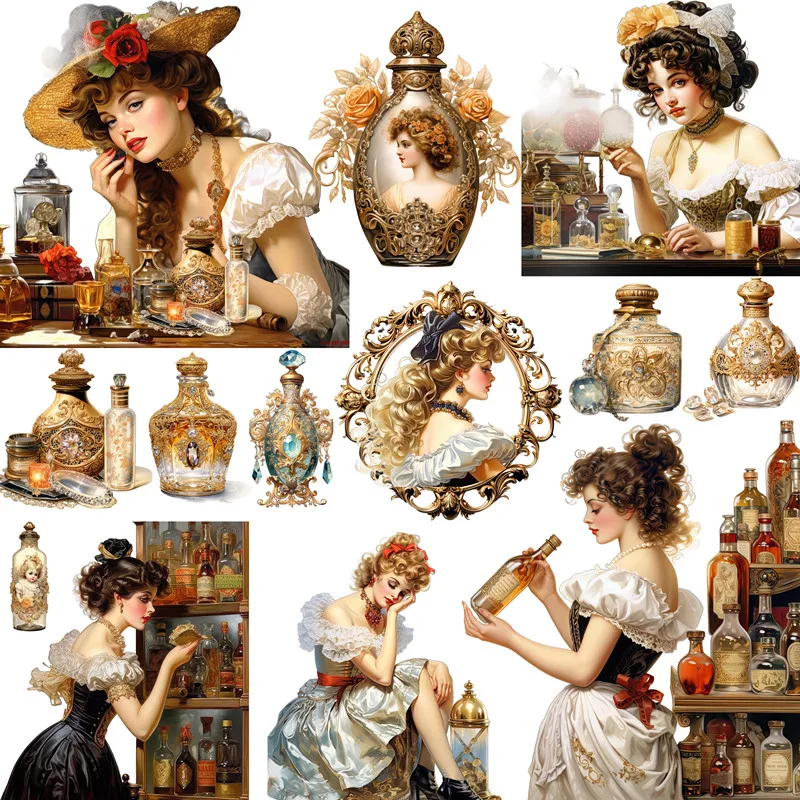 19Pcs/Pack Vintage European Winery Girl Sticker DIY Craft Scrapbooking Album Junk Journal Decorative Stickers