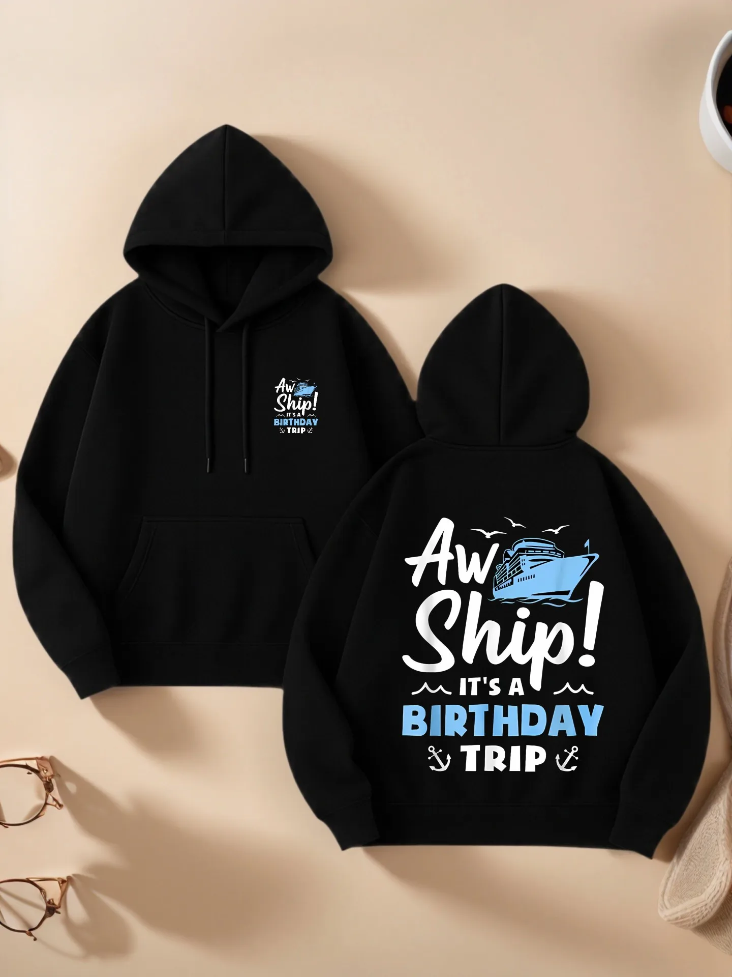 هوديي جرافيك للنساء، طباعة تحت عنوان، جمالية كاجوال، مزيج القطن، ملابس السفر، للمراهقين