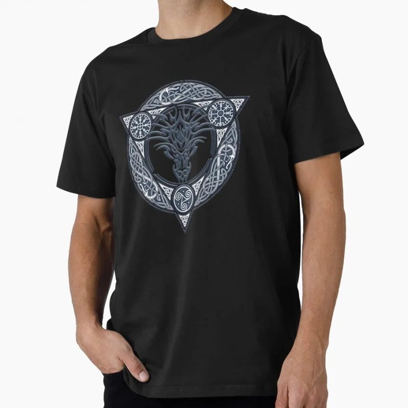 

Great Dragon of North Aegishjalmur Nordic Viking Symbol celtic runes valhalla mythology gift T shirt Large size Tops 6XL clothes
