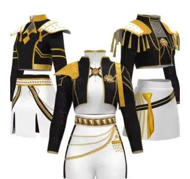 

Хэллоуин Девушки Руми Зои Мира Косплей Костюм Детский Черный Золотой Костюм Хэллоуин