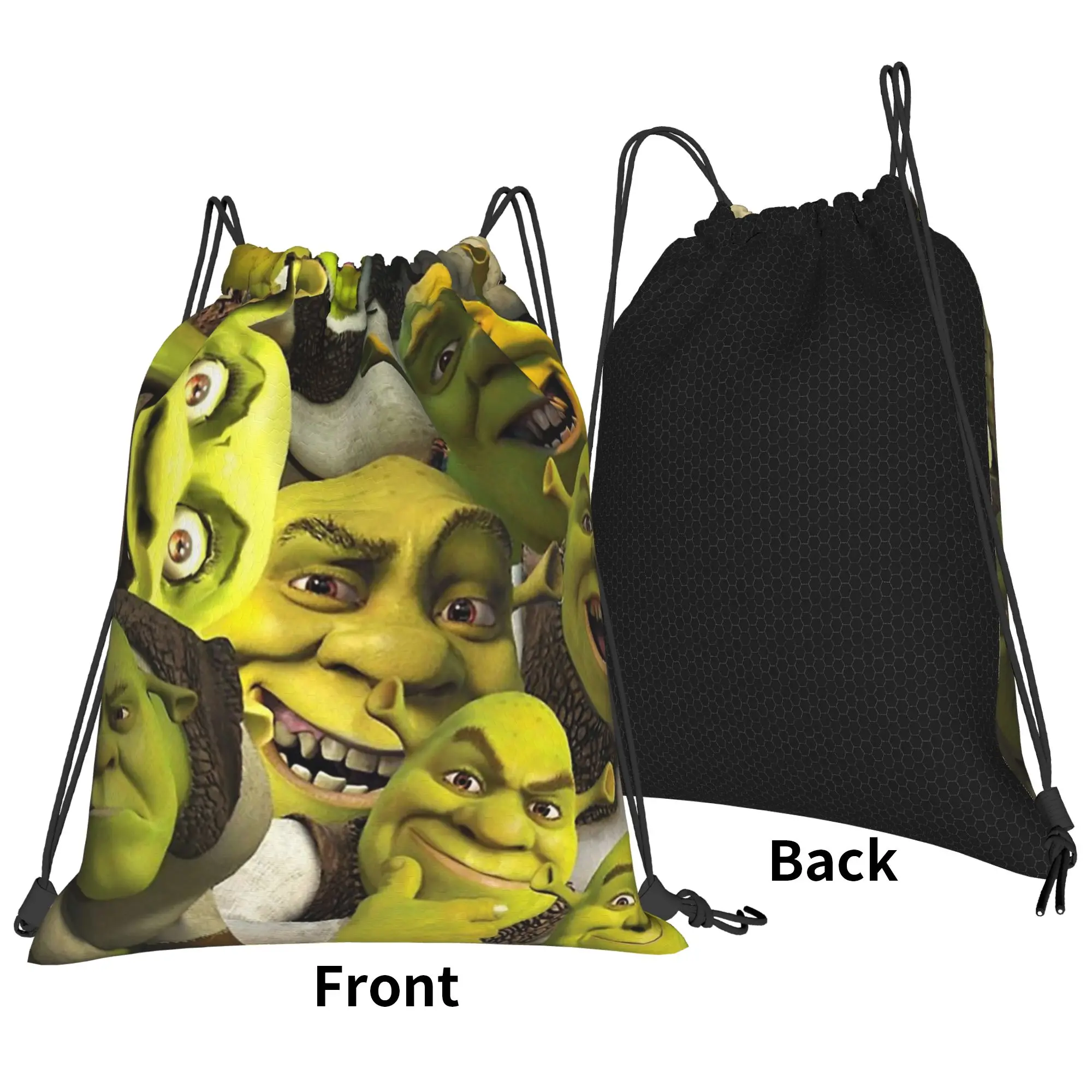 Shreks Collage Backpack Drawstring Soccer Bags Gym Bag Water Resistant  String Sackpack for Working Out 36cm (W) x 43cm (H)