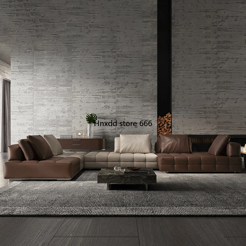 Sofa large apartment living room villa high-end leather sofa combination