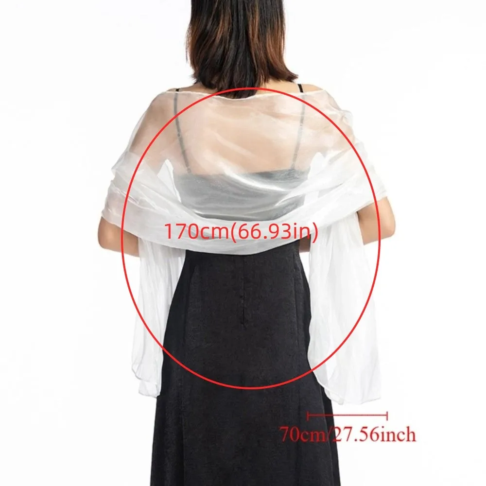 Classic Pure Color Women Shawls Wraps Silky Shawl Elegant Wedding Shawl Silver All-match Party Capes Decoration Scarf Bridal