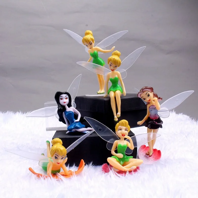 Disney Anime Tinkerbell Fairy Figure Toy Tinker Bell 6Pcs/Set PVC Action Anime Figures Dolls Decorations Gifts Wholesale