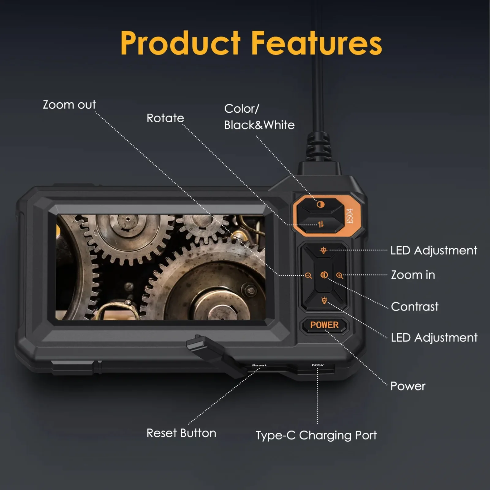 

Industrial Endoscope Camera 8.5mm HD1080P 4.3inch IPS Screen 16.5TF Pipe Inspection Camera for Car Repair IP67 Waterproof 8 LEDS