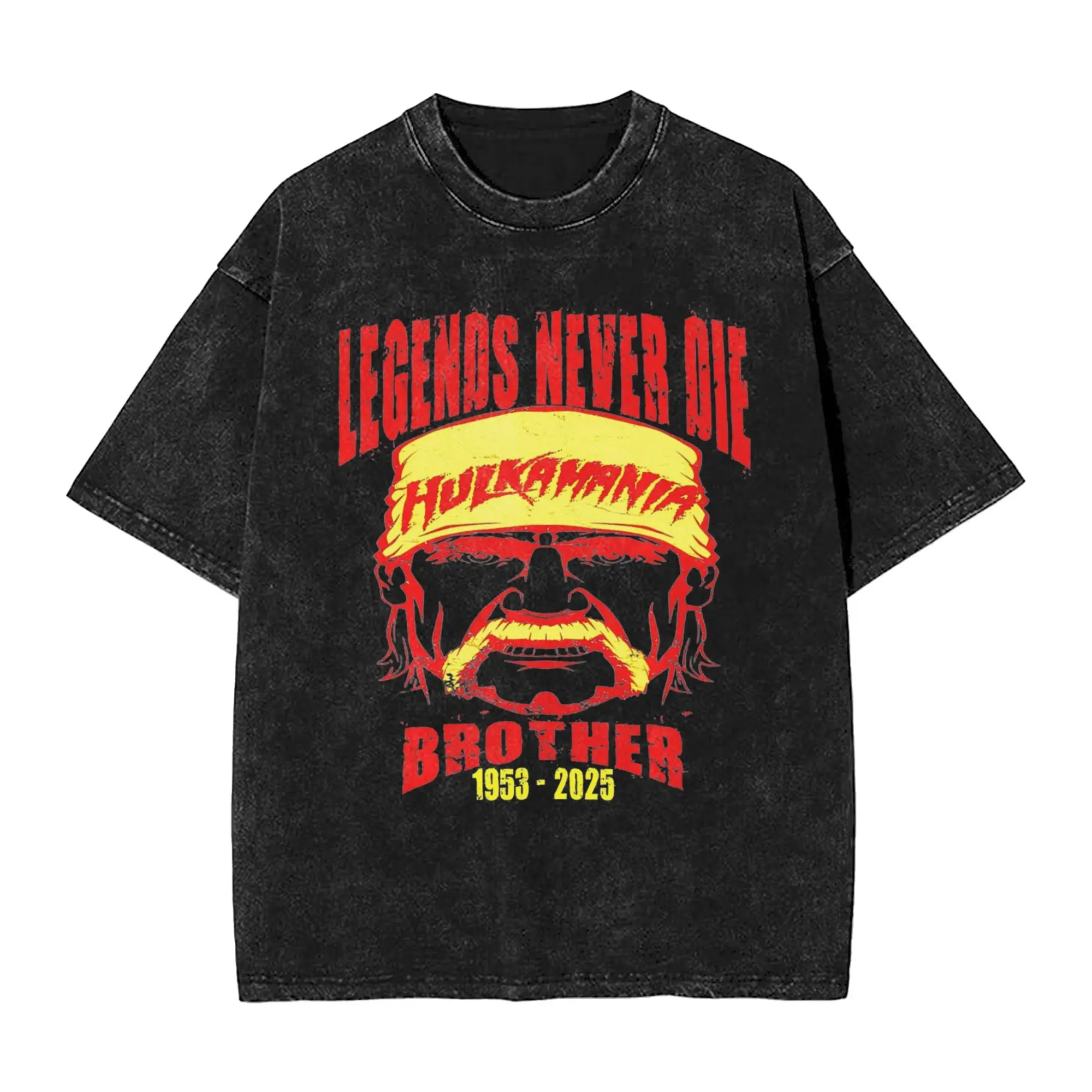 

Hulks Hogans Men T Shirts Washed Fun Tee Shirt Short Sleeve Crew Neck T-Shirt Pure Cotton Plus Size Clothes