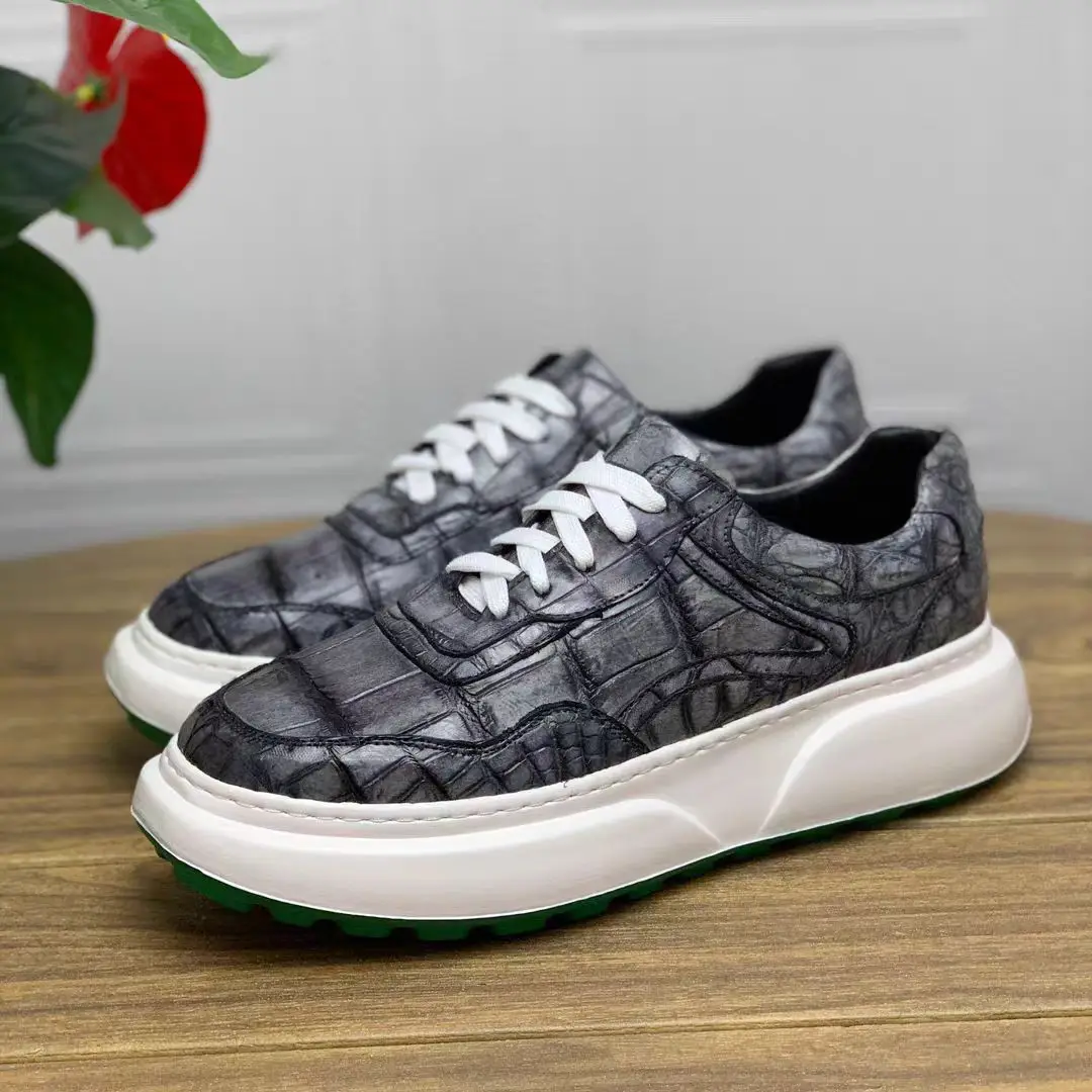 2025 new arrival Fashion Crocodile Skin causal shoes men,male Genuine leather sneakers pdd778