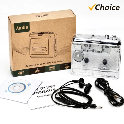 Reproductor de música USB, convertidor de MP3, Walkman para portátil, PC, viaje para Vista, batería, cinta de casete a CD, auriculares de viaje