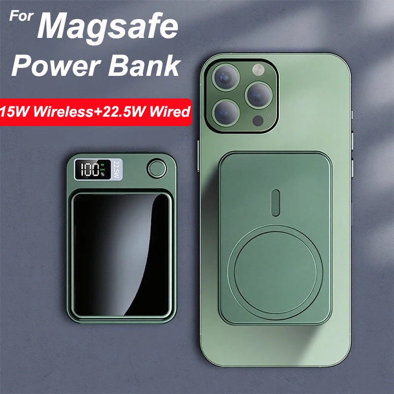 

20000mAh Magnetic Power Bank Wireless Fast Charger For Magsafe Portable Auxiliary Battery Pack For iPhone Xiaomi Huawei Samsung