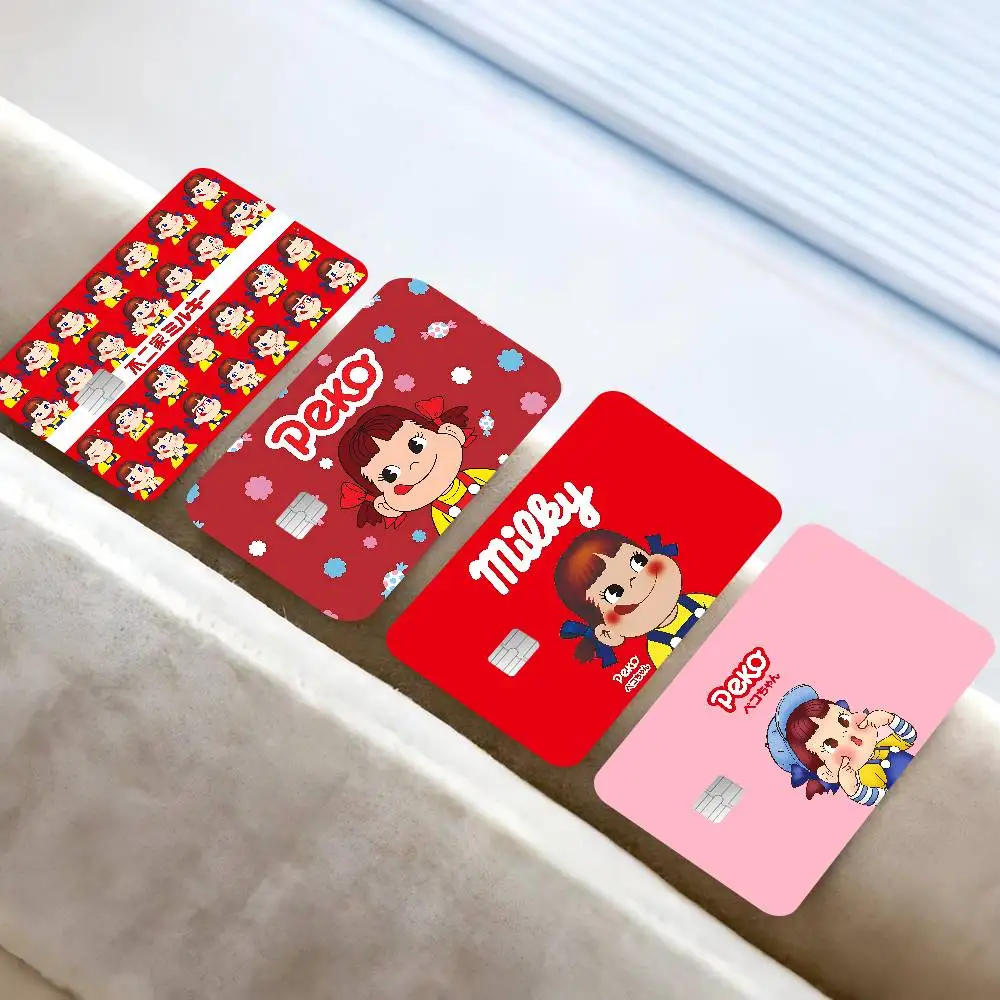 Cute Mliky Peko-Chan Girl Anime Front Cover Film Sticker Skin for Credit Debit Card Small Large Chip