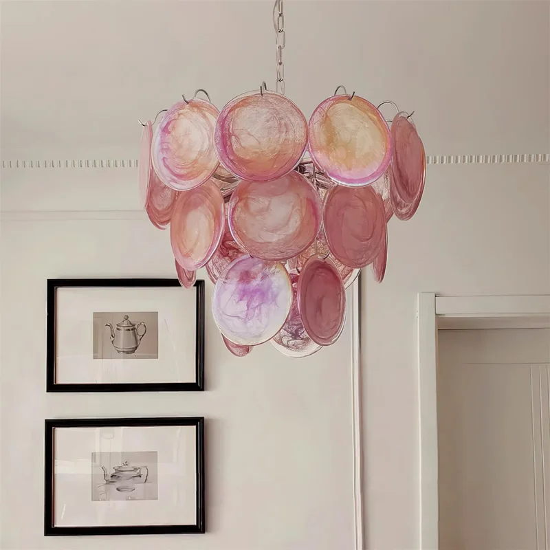 Camisa Murano Chandelier Italy Designer pink glass lamp creative hanging light fixtures Dining Room hanging dining room lights