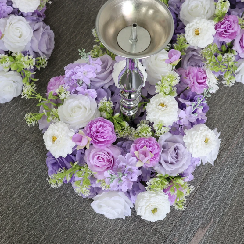 Purple Wedding Banquet Stage Backdrop Arch Flower  Floral Row Table Centerpiece Ball strips Arrangement Home Party Decor Event