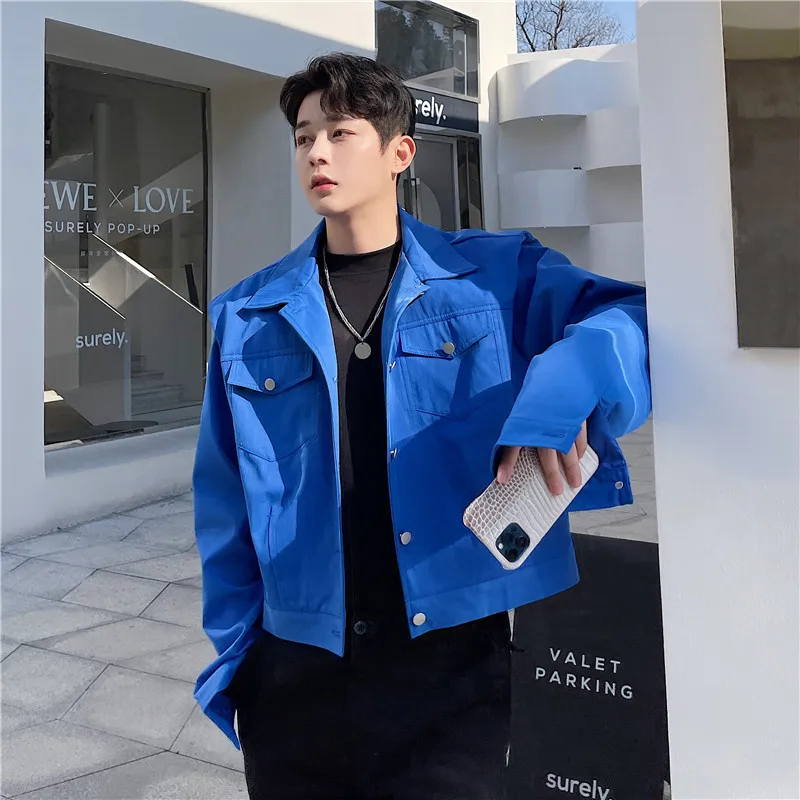 

2022 New Cotton Denim Jacket Men's Casual Solid Color Lapel Ed Jeans Jacket Men's Autumn Slim High-quality Men's Jacket W19