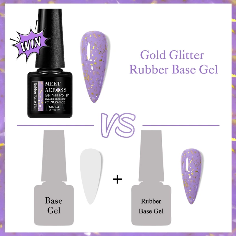 7ml Gold Foils Glitter Rubber Base Gel Nail Gel Polish Self-leveling Nail Art Construction Gel Varnish Soak Off UV Gel Varnish image 6