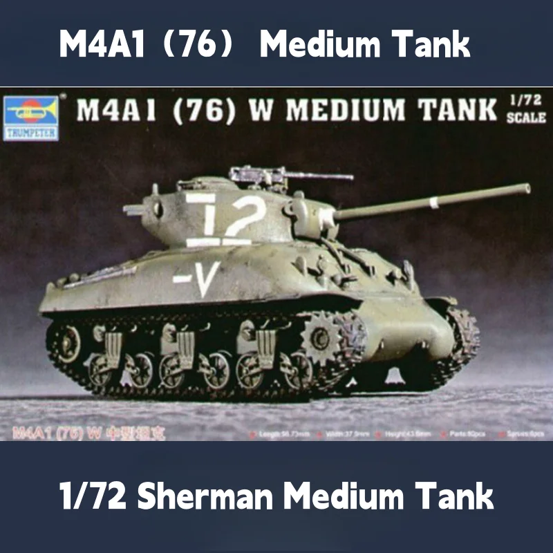 1/72 Sherman Medium Tank USS M4A1 Main Battle Tank Assembly Military Model