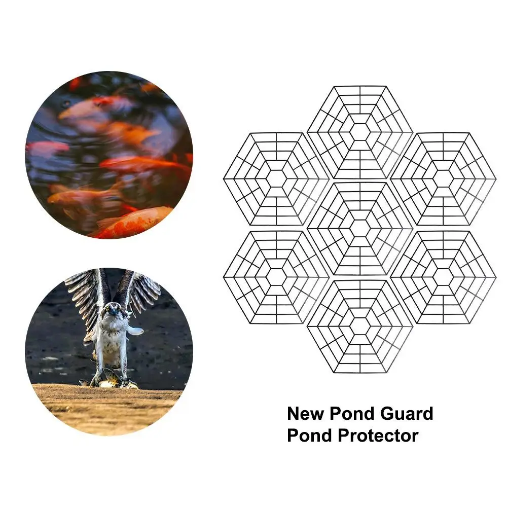 

10pcs Hexagonal Pond Fish Guard Floating Net Plastic Flexibility Pond Protectors Net UV-resistant Protective Cover