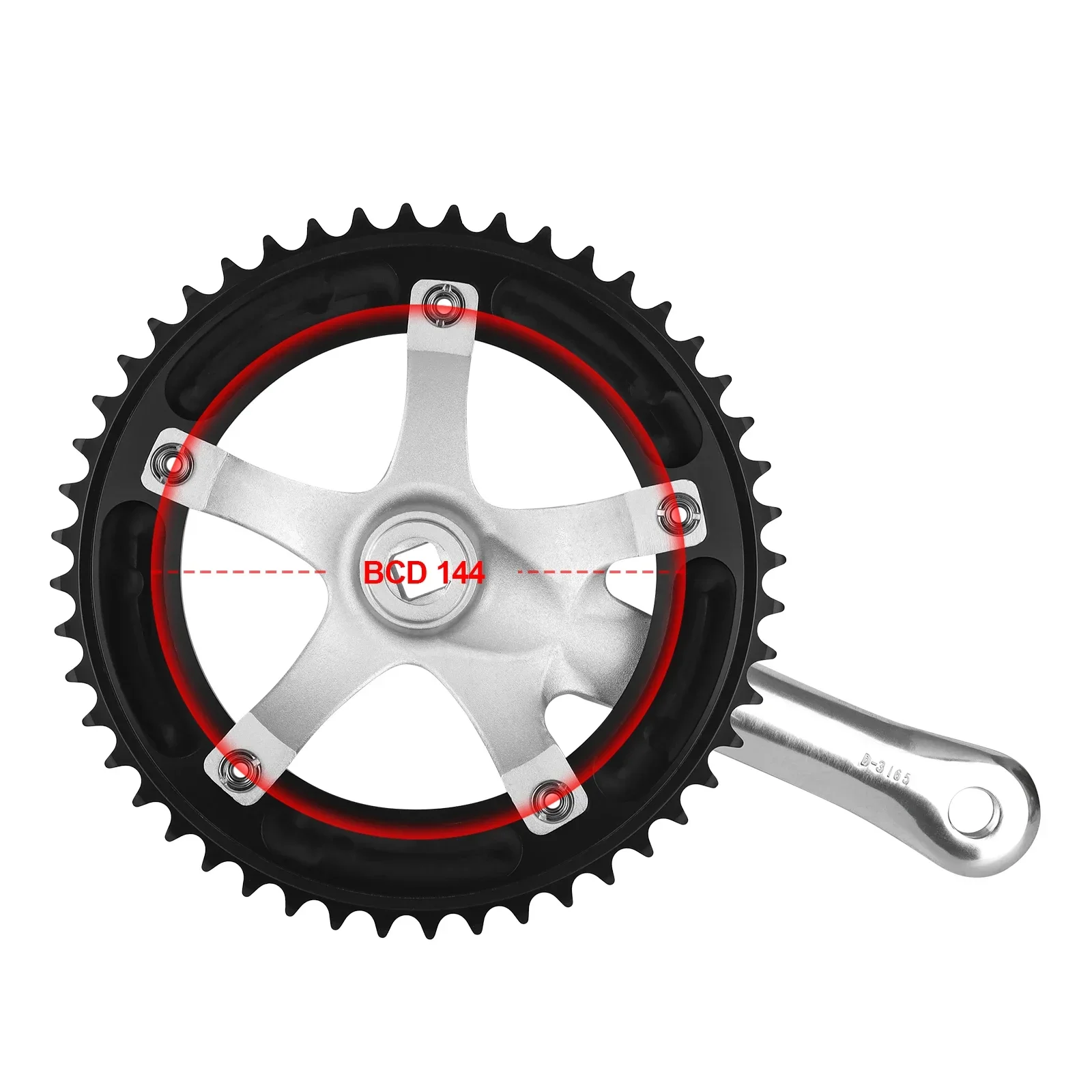 SKEACE 48T Crankset 165mm 144BCD 7075 Aluminum Alloy Crankset Fixed-Gear Single Speed Bikes Track Bicycle Accessories