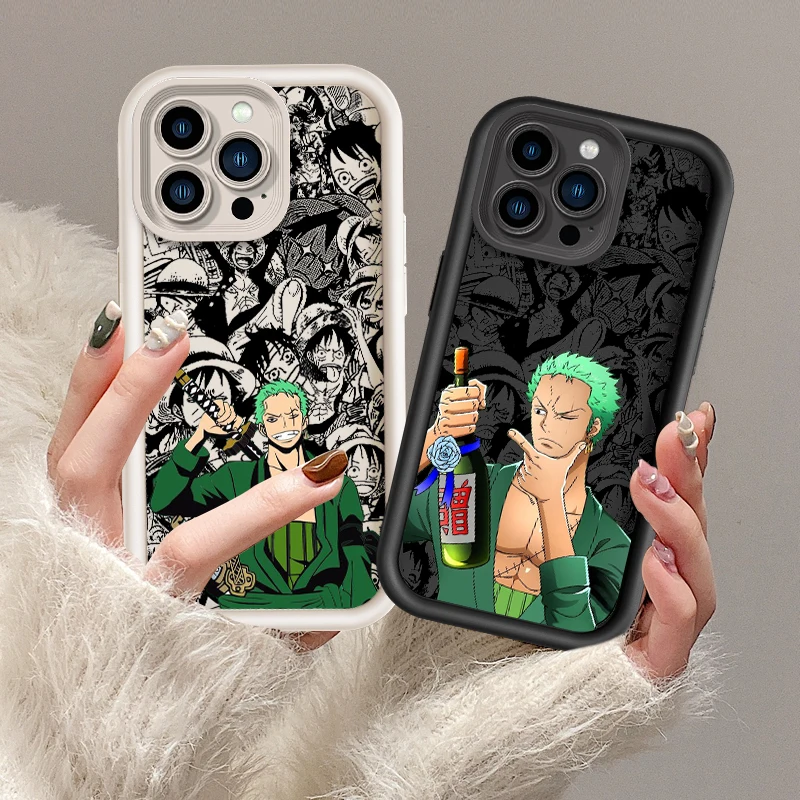 Anime One Piece Luffy Zoro Eye Ladder For Apple iPhone 15 14 13 12 11 XS XR X Pro Max Plus Cover Phone Case