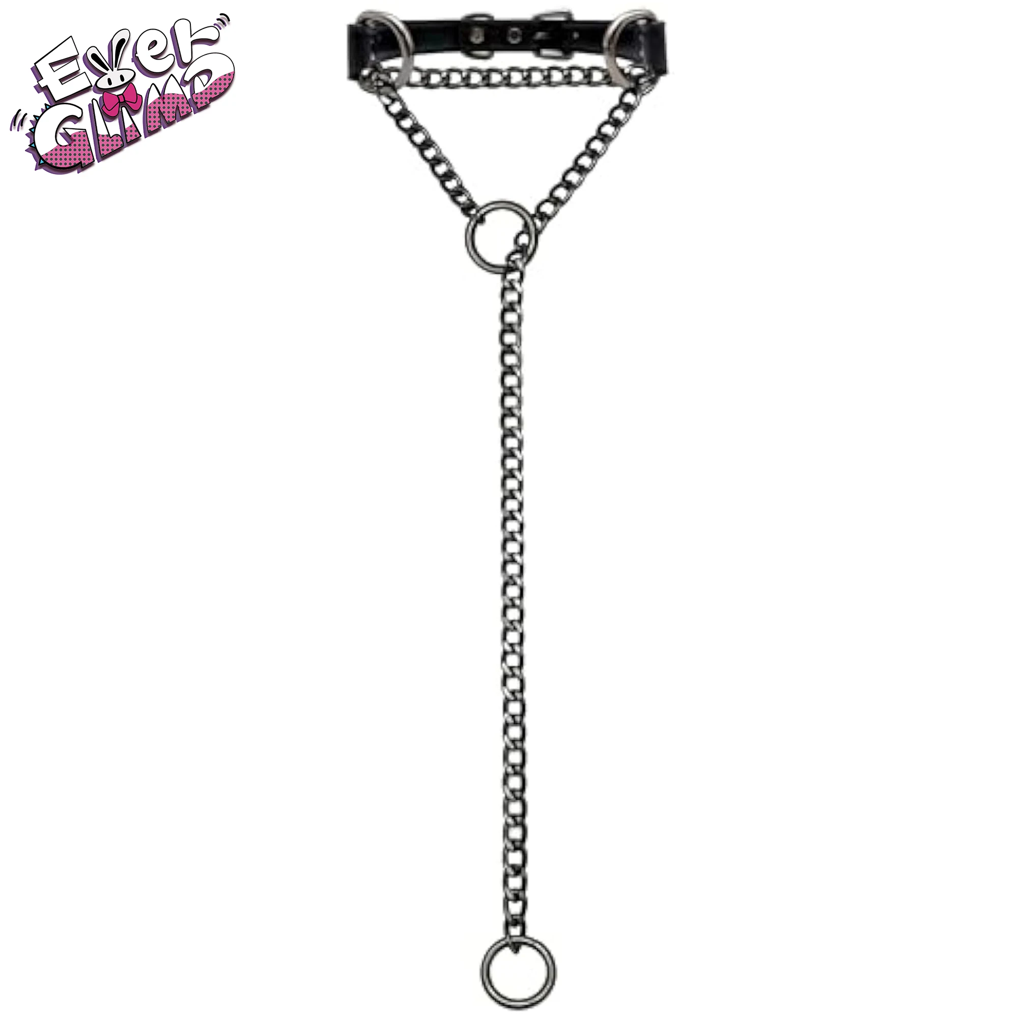 

EverGlimp Adjustable LeatherSlipChainCollarNecklaceforWomen,HandmadePunkChokerwith Double O-Rings, Metal Chain Y-Necklace for St