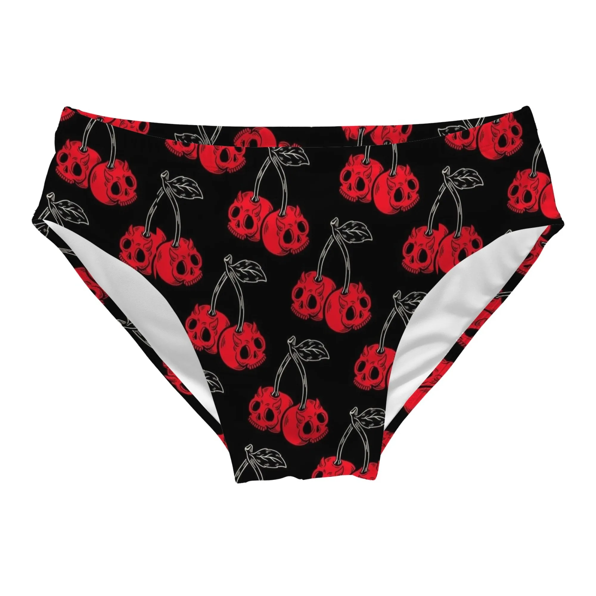 Devil Cherry Skull Pattern Men's Swim Trunks Soft Durable Skin-friendly Comfortable Briefs for A Happy Beach Vacation Shorts