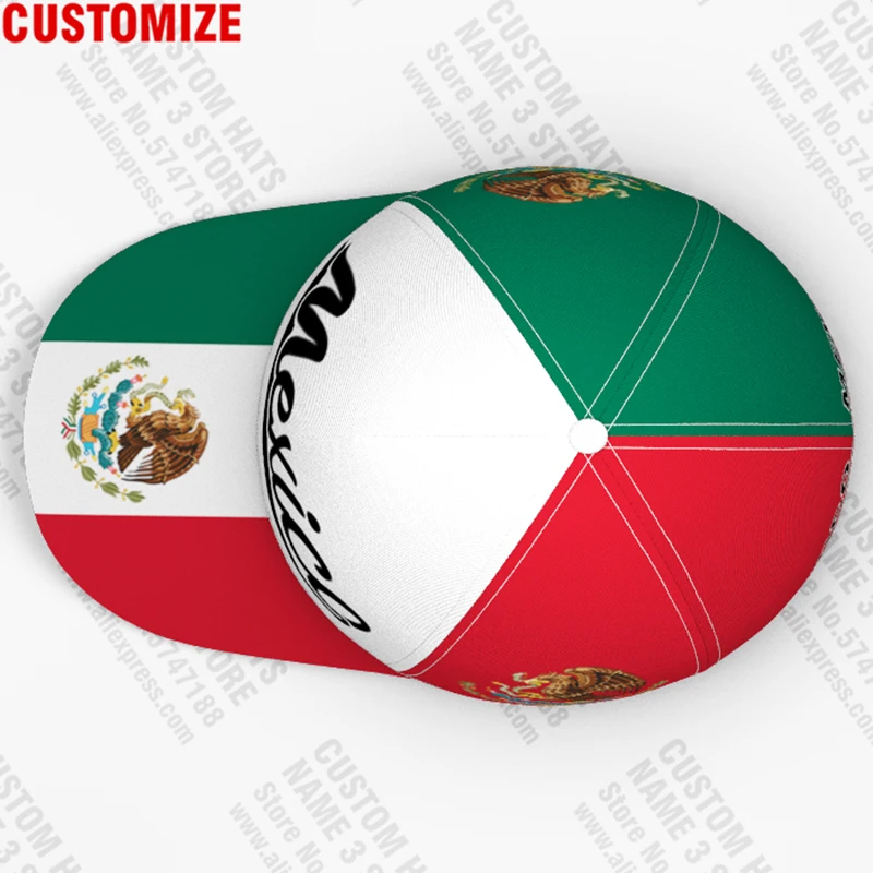 The United States Of Mexico Male Youth Free Custom Name Number Mex Hat Nation Flag Mx Spanish Mexican Print Photo Baseball Cap