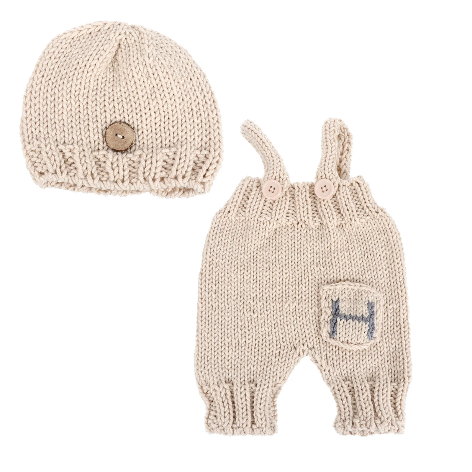 

Baby Suspender Pants Knitted Outfit Set Lovely Rabbit Costume For Newborn Photography Warm Clothing Photo Props