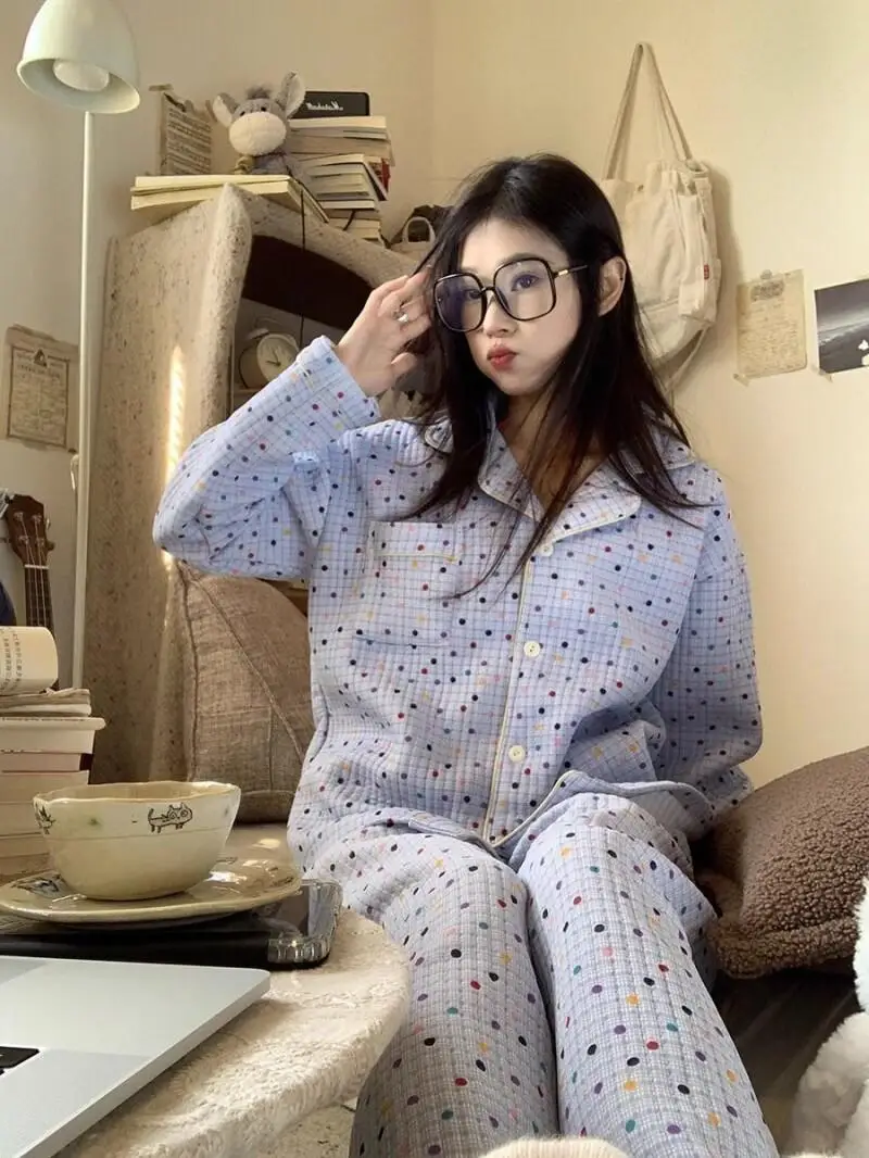 نموذج جديد بيجامة نسائية للخريف والشتاء ملابس نوم مريحة سميكة بأكمام طويلة طقم بيجامة ملمس بدلة منزلية حلوة #2