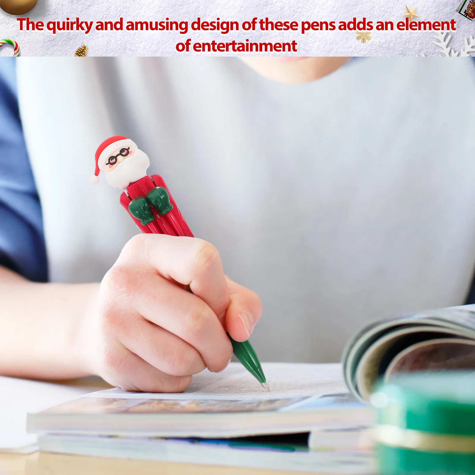 Fun Christmas Pens 1 Unit Animated Boxing Feature Easy Writing Reliable Performance Amusing Study Accessory Holiday Season Pens
