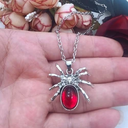 Vintage Red Crystal Spider Pendant Necklaces Punk Rock Gothicinsect Animal Choker For Men Boyfriend Gift Party Club Jewelry