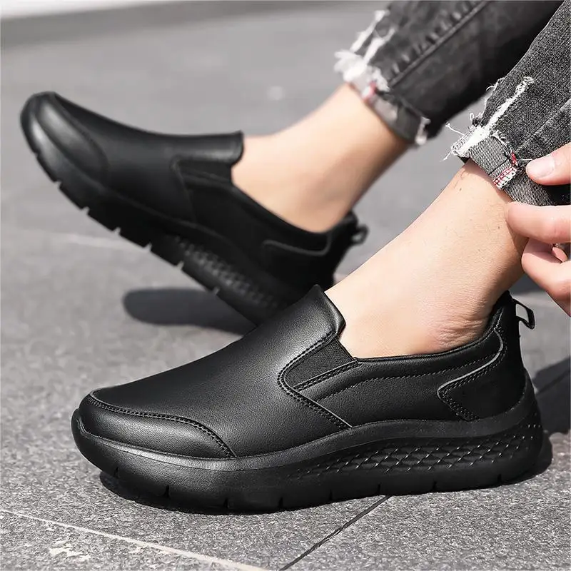 

Мужская кухонная рабочая обувь, водонепроницаемые нескользящие резиновые сапоги, удобные стоячие вседневные рабочие туфли для автомойки, идеальные дышащие слипоны