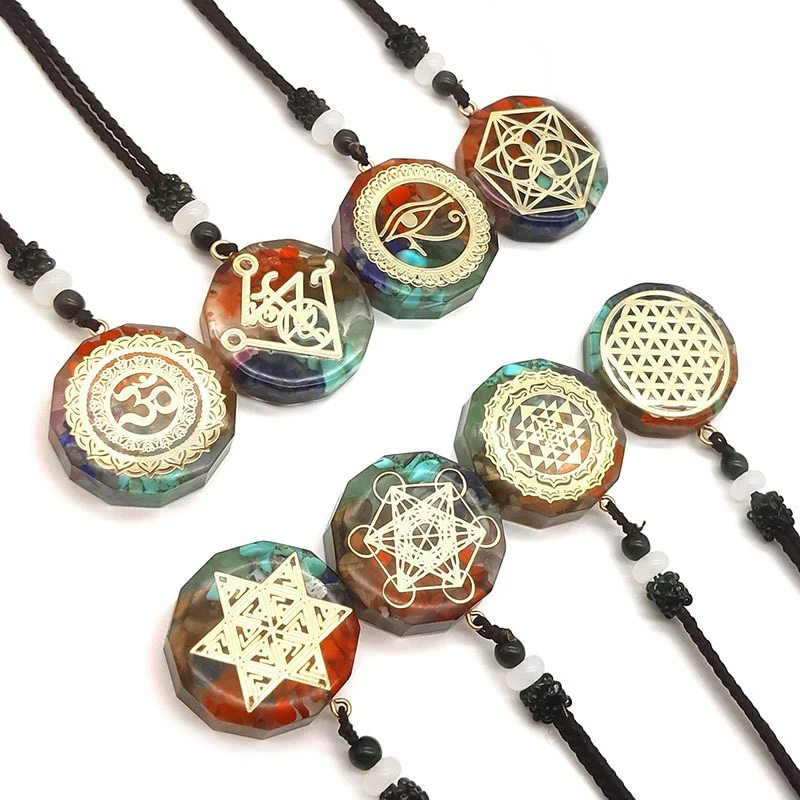 CHAKELA Orgonite Meditation Balance EMF Energy Generator Orgone Amulet 7 Chakra Pendant Necklace Protection Sweater Chain Jewelr