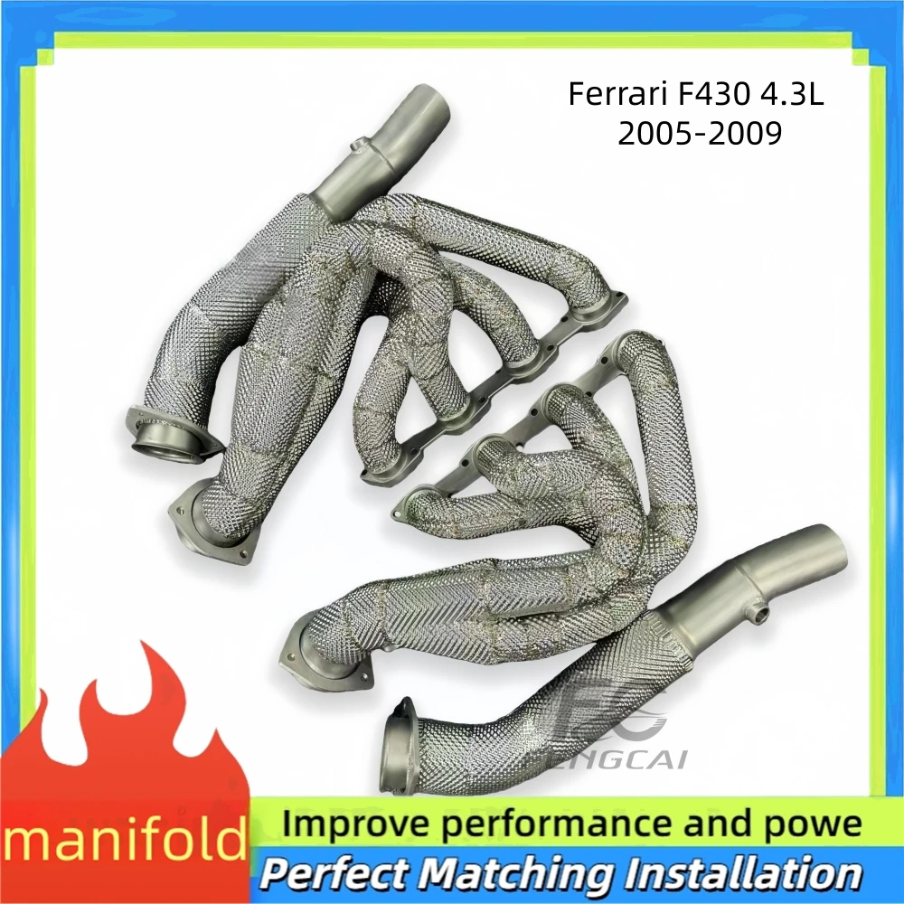 

Высокопроизводительный коллектор выпускного коллектора для Ferrari F430 4,3 л 2005-2009, нержавеющая водосточная труба с теплозащитным экраном, обновленная мощность коллектора