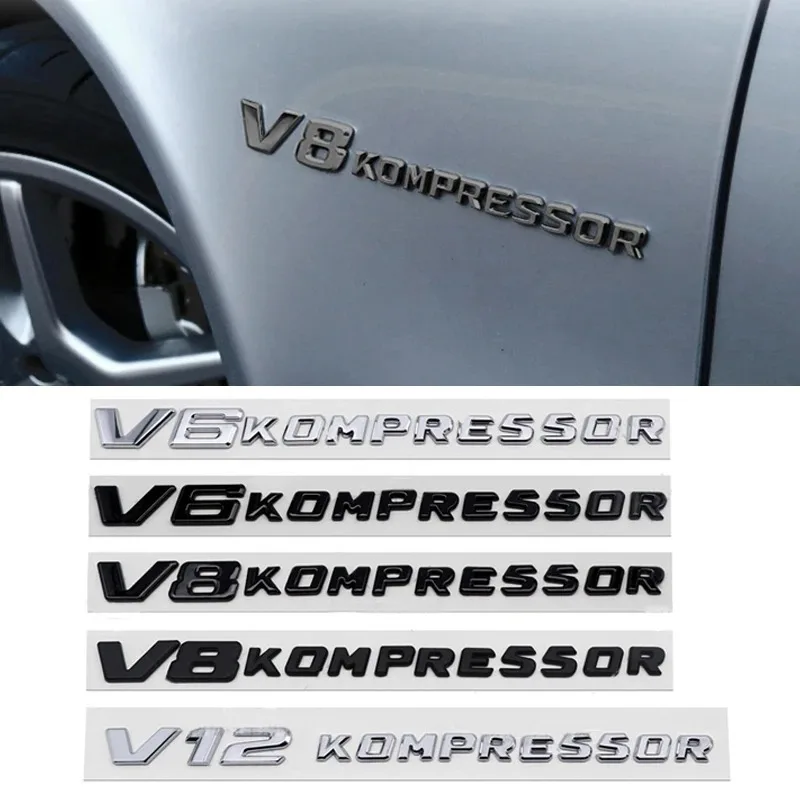 

V6 V8 V12 KOMPRESSOR 3D ABS Car Side Emblem Trunk Badge Sticker For Mercedes Benz W212 W213 W204 W205 W168 W176 CLK GLA G63 G500
