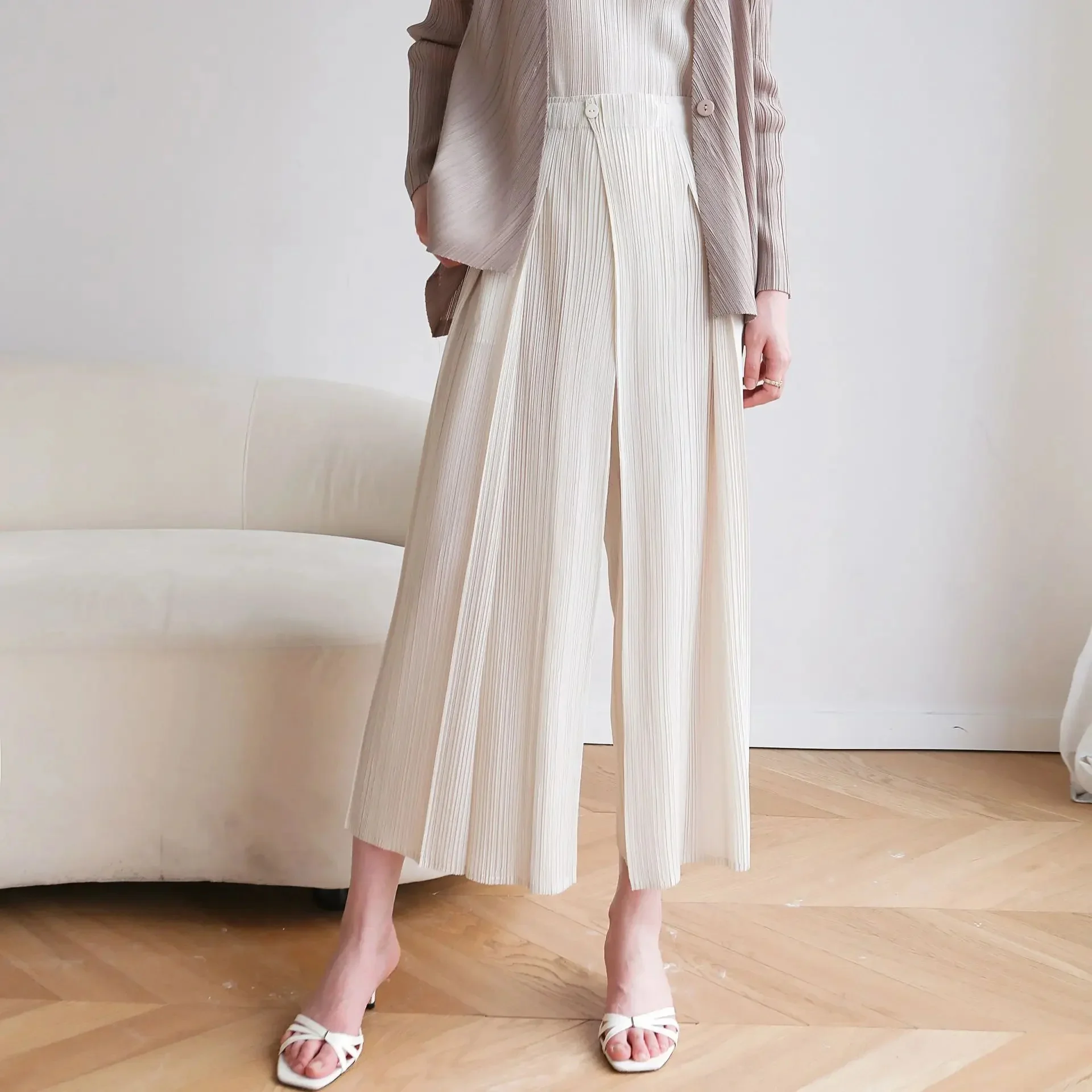 

Women's trousers Miyake Pleated Fashion loose high elastic fashion all-in-one casual wide-leg pants