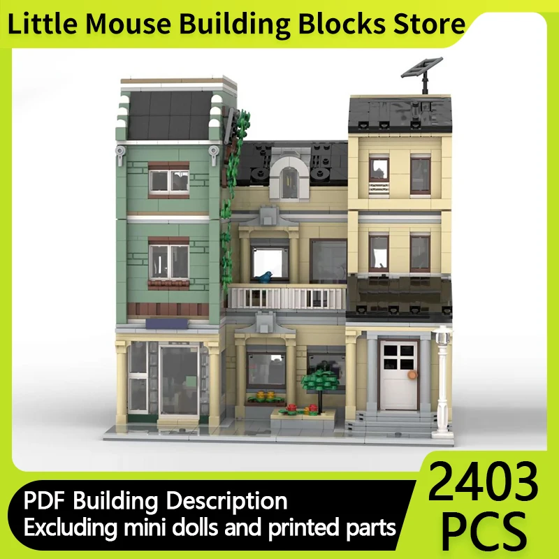 

City Street View Model MOC Building Bricks Town Residential House Modular Technology Gifts Holiday Assemble Children Toys Suit