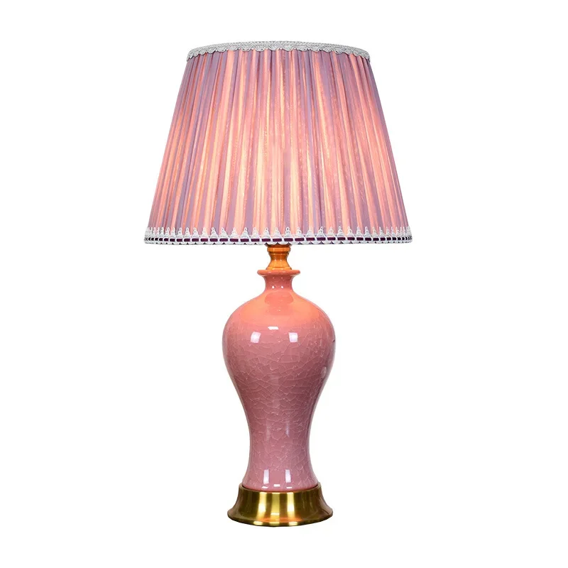 Classical American ceramic bedside table lamp small bedroom study creative wedding festive decorative table lamp