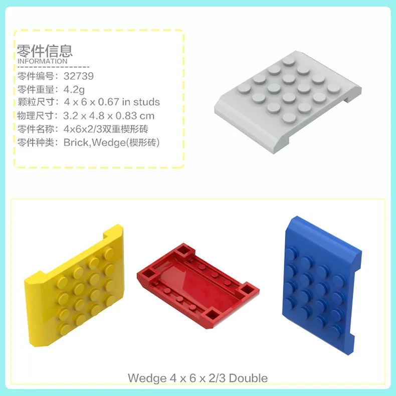 50g Technical MOC Parts Wedge Oblique Brick Light Panel 29119 29120 66956 93604 Building Block Car Model Kits Toys Accessories