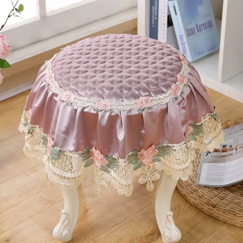 Luxury stool cover Round  dresser stool cover European round cushion Round Shape Footstool Cover removable Home Decor