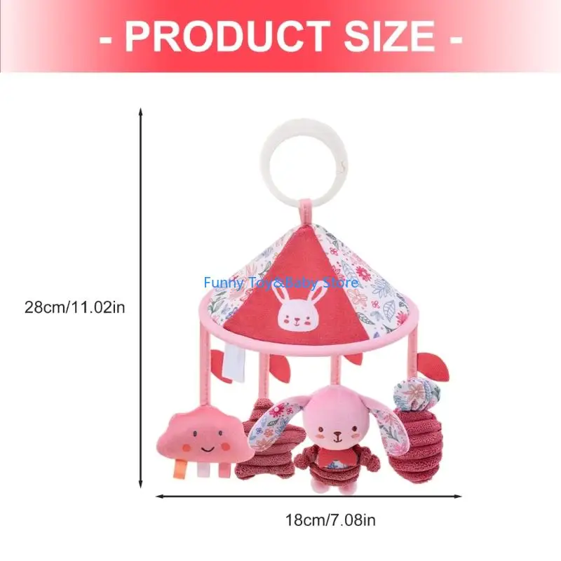 Juguete colgante Animal peluche relajante para cochecito bebé, sonajero con dosel para cama, juguete con mordedor en