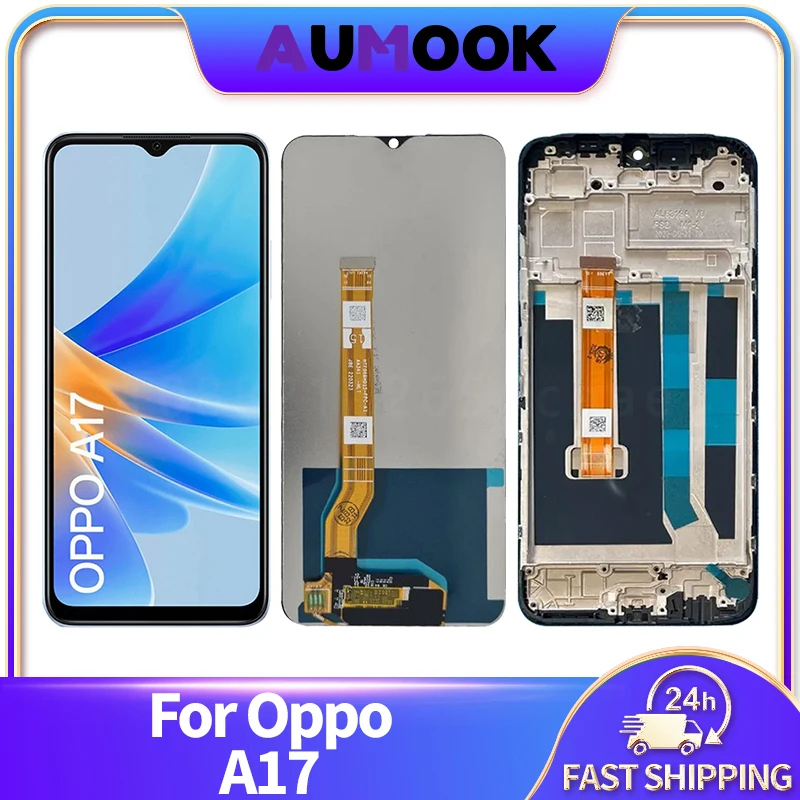 ЖК-экран 6,56 дюйма для OPPO A17 CPH2477 кодирующий преобразователь сенсорного экрана в сборе, дигитайзер экрана в сборе с рамкой, ЖК-дисплей, экран, запасные части