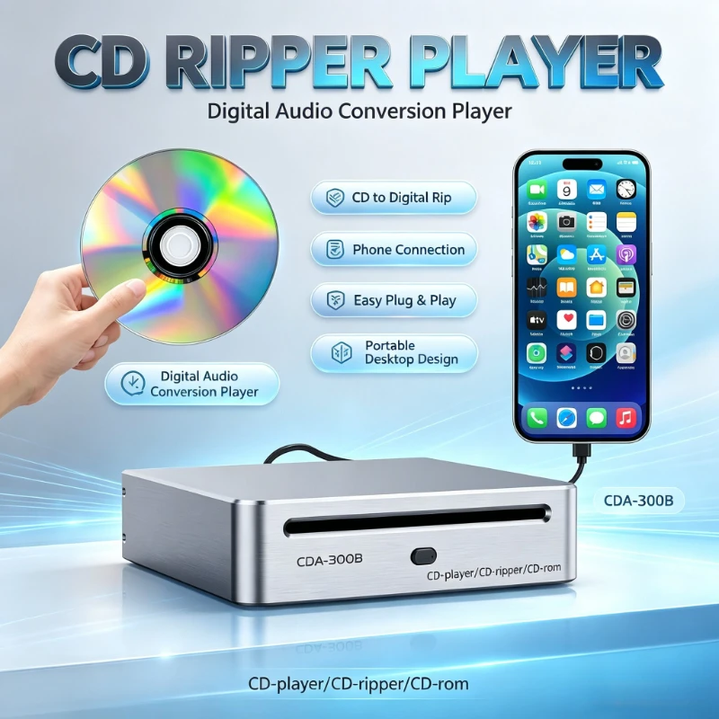 CD Ripper Player Automatic Ripping Drive Converts CDs To WAV Files With Automatic Transcription Copying CDs To Storage CD Rom